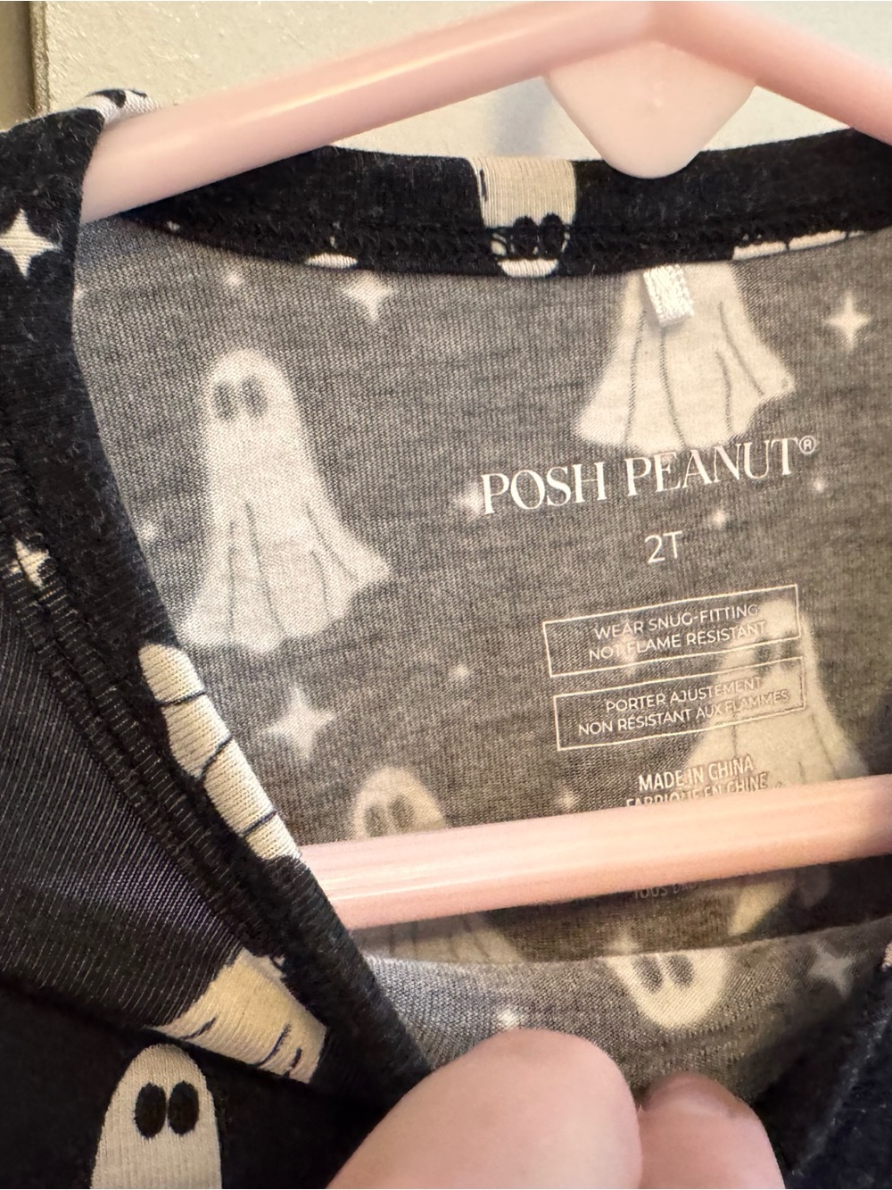 Posh Peanut Black Ghost Print Pajama Set size 2 - Picture 3 of 3